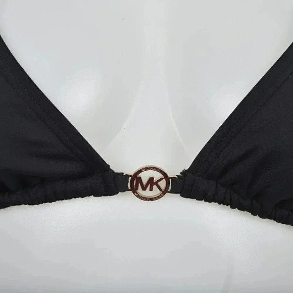 Michael Kors Triangle Bikini Top Black Gold Size Medium - Picture 4 of 8